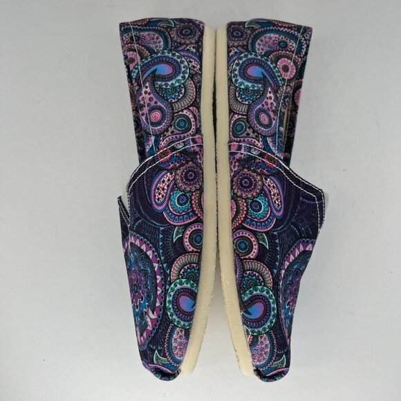 Womens Multicolor Paisley Loafer Shoes Slip On Low Top Round Toe Flats Size 8 - Picture 7 of 9